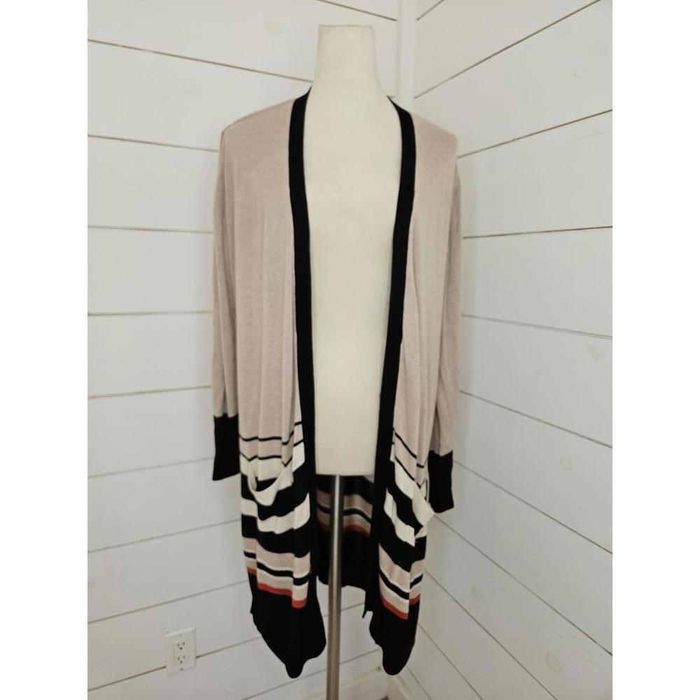 Joseph A. Medium tan & black duster cardigan sweater